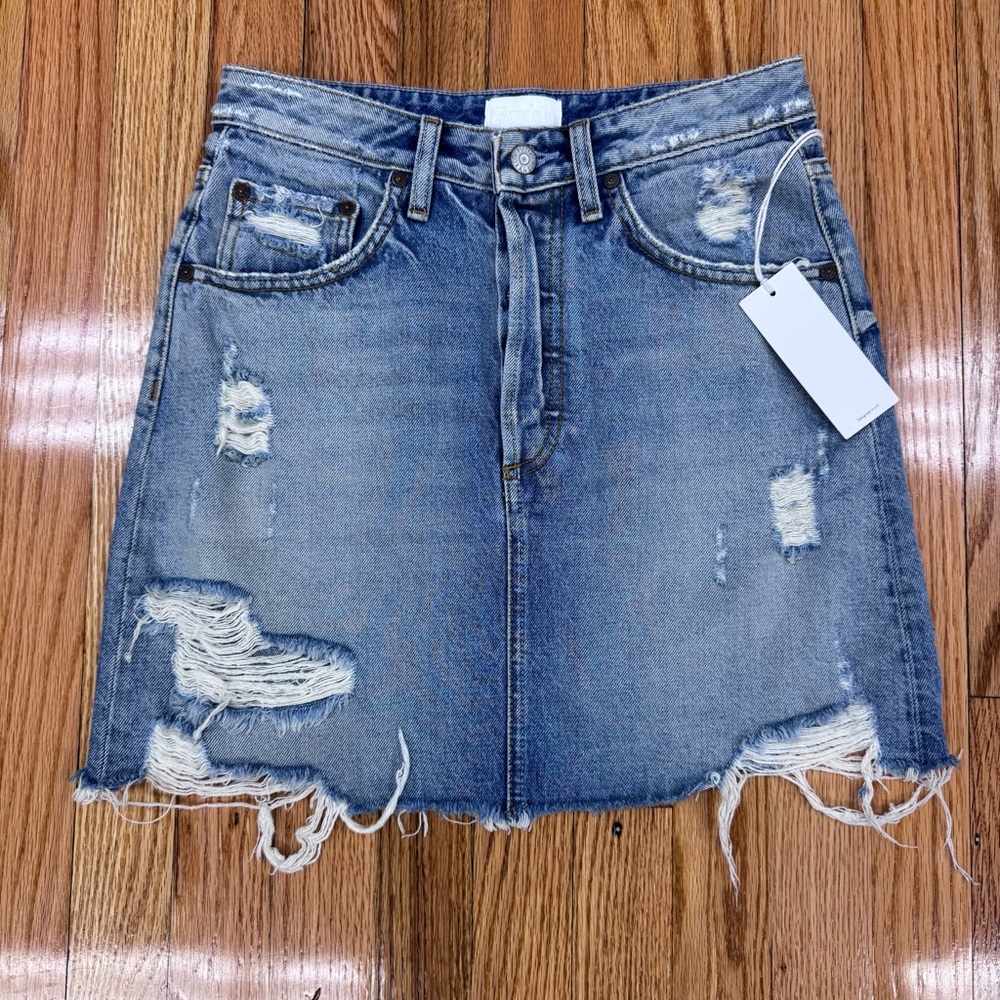 Boyish The Corey Distressed Denim Mini Skirt Dr StrangeloveโSample